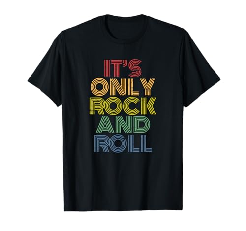It's Only Rock And Roll Tees - Herren & Damen Unisex T-Shirt Schwarz Klein EU S Kurzarm Crew-Ausschnitt Klassische Passform Vintage 70er Jahre Rock Musik T-Shirt von It's Only Rock And Roll Tees