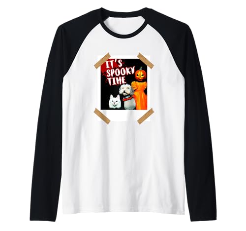 Es ist gruselige Zeit Katzen-Hund-Mädchen-Halloween Raglan Es ist gruselige Zeit Katzen-Hund-Mädchen-Halloween Raglan von It's Spooky Time Cat Dog Girl Pumpkin Halloween