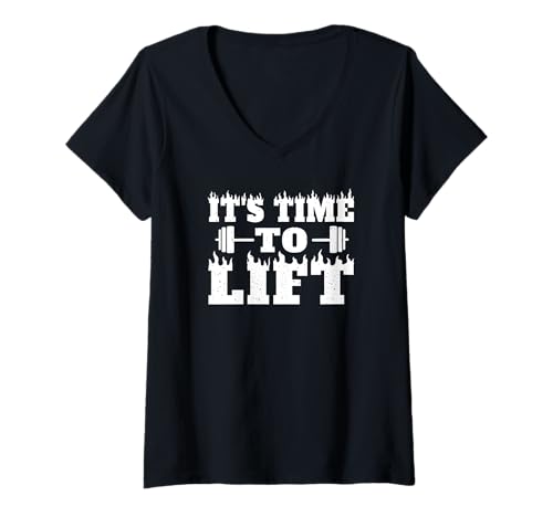 Damen It's Time To Lift - Lustiges Gym Workout T-Shirt mit V-Ausschnitt von It's Time To Lift