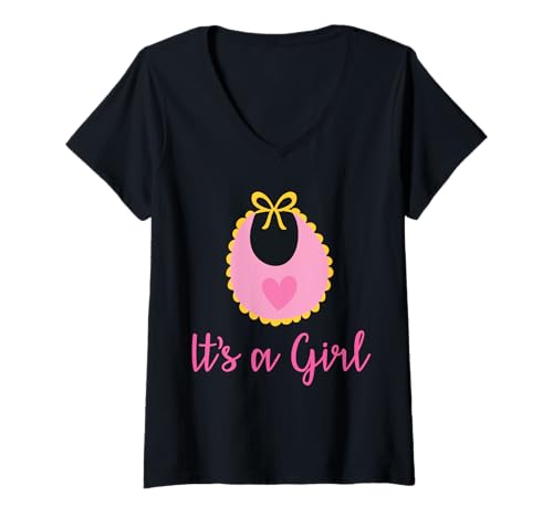 Damen Cute It's A Girl Babyparty Gender Reveal Party für Damen, Rosa T-Shirt mit V-Ausschnitt von It's a Girl Pregnancy announcement New Year Child