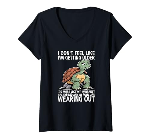 Damen Ich habe nicht das Gefühl, älter zu werden T-Shirt mit V-Ausschnitt Damen Ich habe nicht das Gefühl, älter zu werden T-Shirt mit V-Ausschnitt von It's more like my warranty has expired turtle Tee