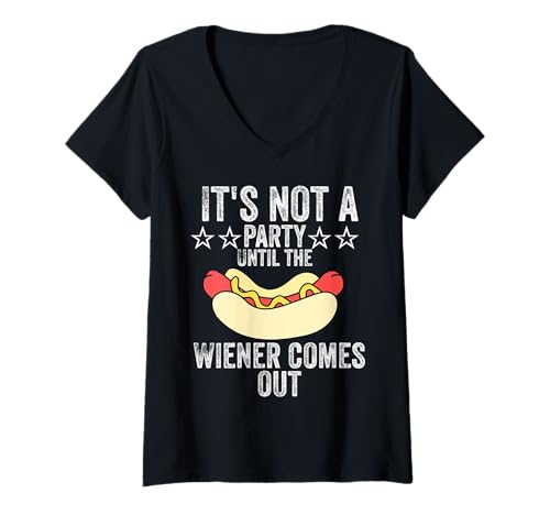 Damen It's not a party until the Weiner comes out T-Shirt mit V-Ausschnitt Damen It's not a party until the Weiner comes out T-Shirt mit V-Ausschnitt von It's not a party until the Weiner comes out