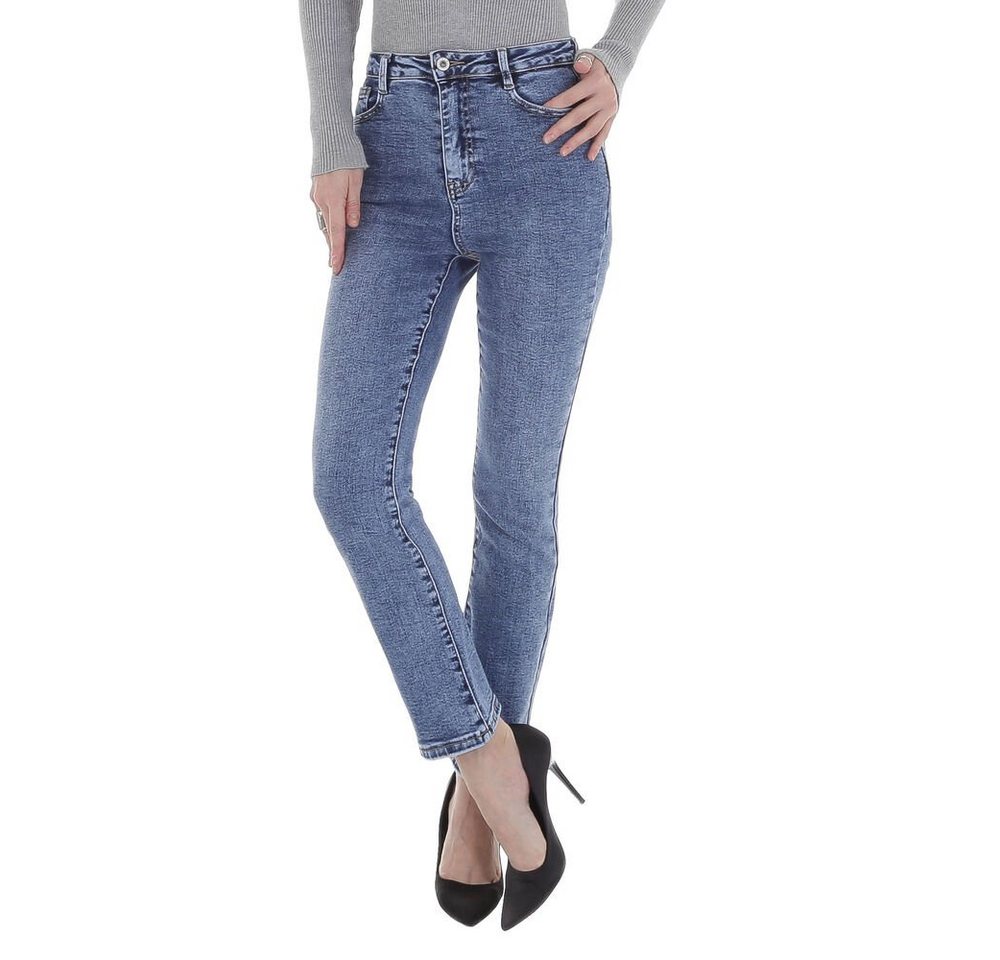 Ital-Design 7/8-Jeans Damen Freizeit Used-Look Stretch Bootcut Jeans in Blau von Ital-Design