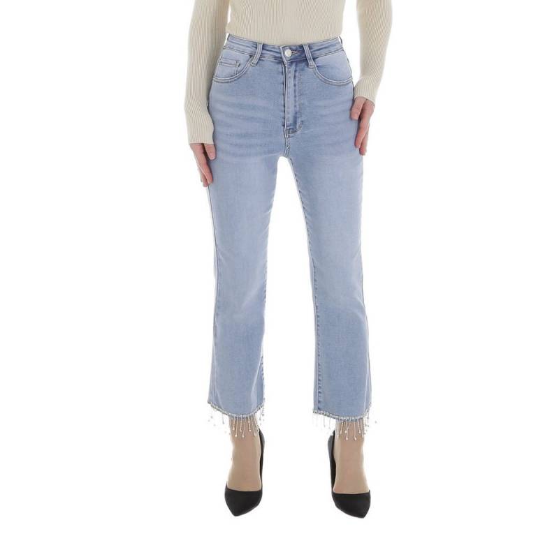 Ital-Design 7/8-Jeans Damen Party & Clubwear (86537189) Used-Look Stretch High Waist Jeans in Hellblau von Ital-Design