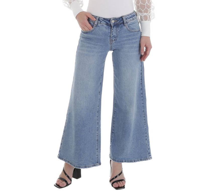 Ital-Design Ankle-Jeans Weite Damenjeans mit hochwertiger Verarbeitung für Alltag (89867162) Used-Look Stretch Bootcut Jeans in Blau von Ital-Design