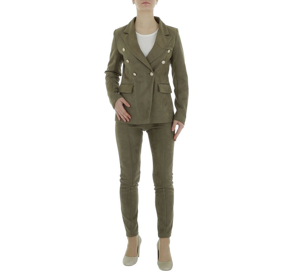 Ital-Design Anzug Damen Elegant (86365242) Knopfleiste Zweiteiler in Khaki von Ital-Design