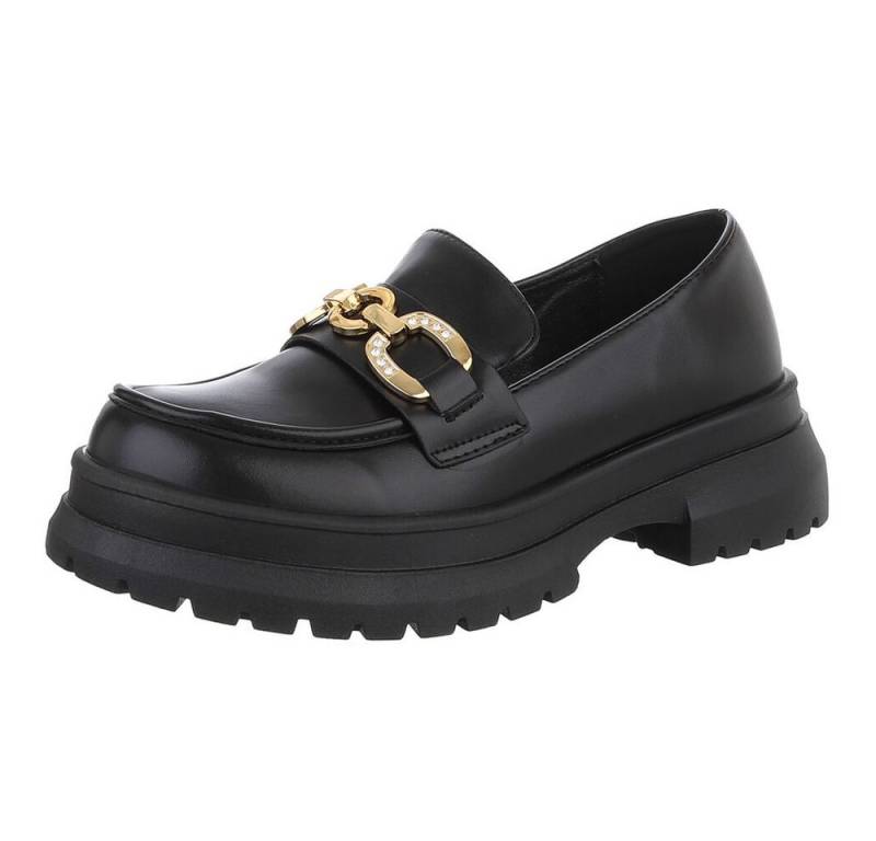 Ital-Design Atmungsaktive Plattformsandale für Damen im Alltag Slipper (89852522) Blockabsatz Mokassins in Schwarz von Ital-Design