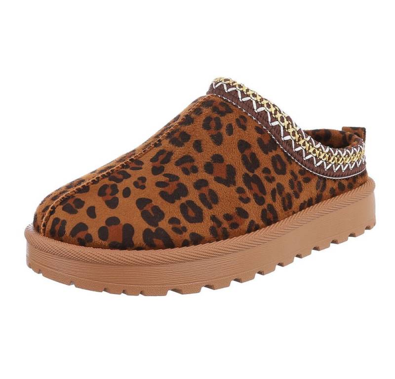 Ital-Design Bequeme Clogs für Damen mit dekorativen Details Snowboots (90457944) Flach Flache Stiefeletten in Braun von Ital-Design