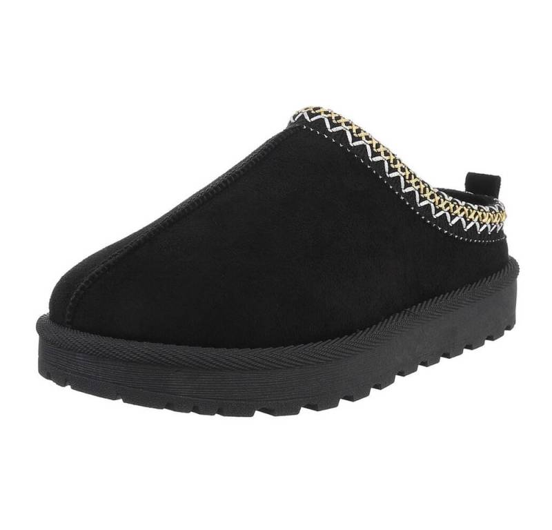 Ital-Design Bequeme Clogs für Damen mit dekorativen Details Snowboots (90457965) Flach Flache Stiefeletten in Schwarz von Ital-Design