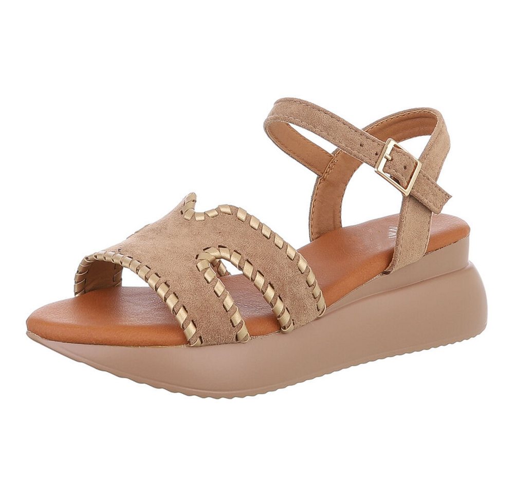 Ital-Design Bequeme Damen-Sandalen mit elegantem Design und Absatz Plateausandaletten (89542330) Keilabsatz/Wedge Keilsandaletten in Hellbraun von Ital-Design
