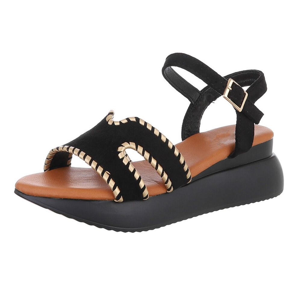 Ital-Design Bequeme Damen-Sandalen mit elegantem Design und Absatz Plateausandaletten (89542342) Keilabsatz/Wedge Keilsandaletten in Schwarz von Ital-Design