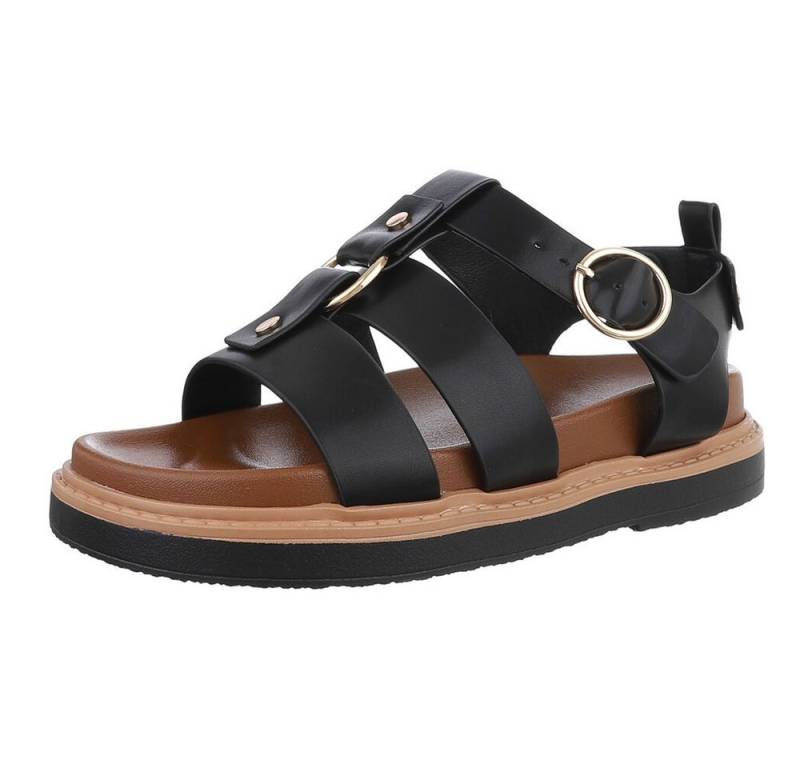 Ital-Design Bequeme Damen-Sandalen mit optimaler Passform Riemchensandalette (89323066) Flach Plateausandaletten in Schwarz von Ital-Design