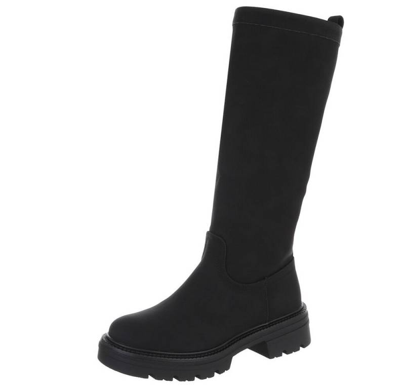 Ital-Design Bequeme Damen Stiefel mit Blockabsatz für Alltag Plateaustiefel (90169519) Blockabsatz Stiefel in Schwarz von Ital-Design