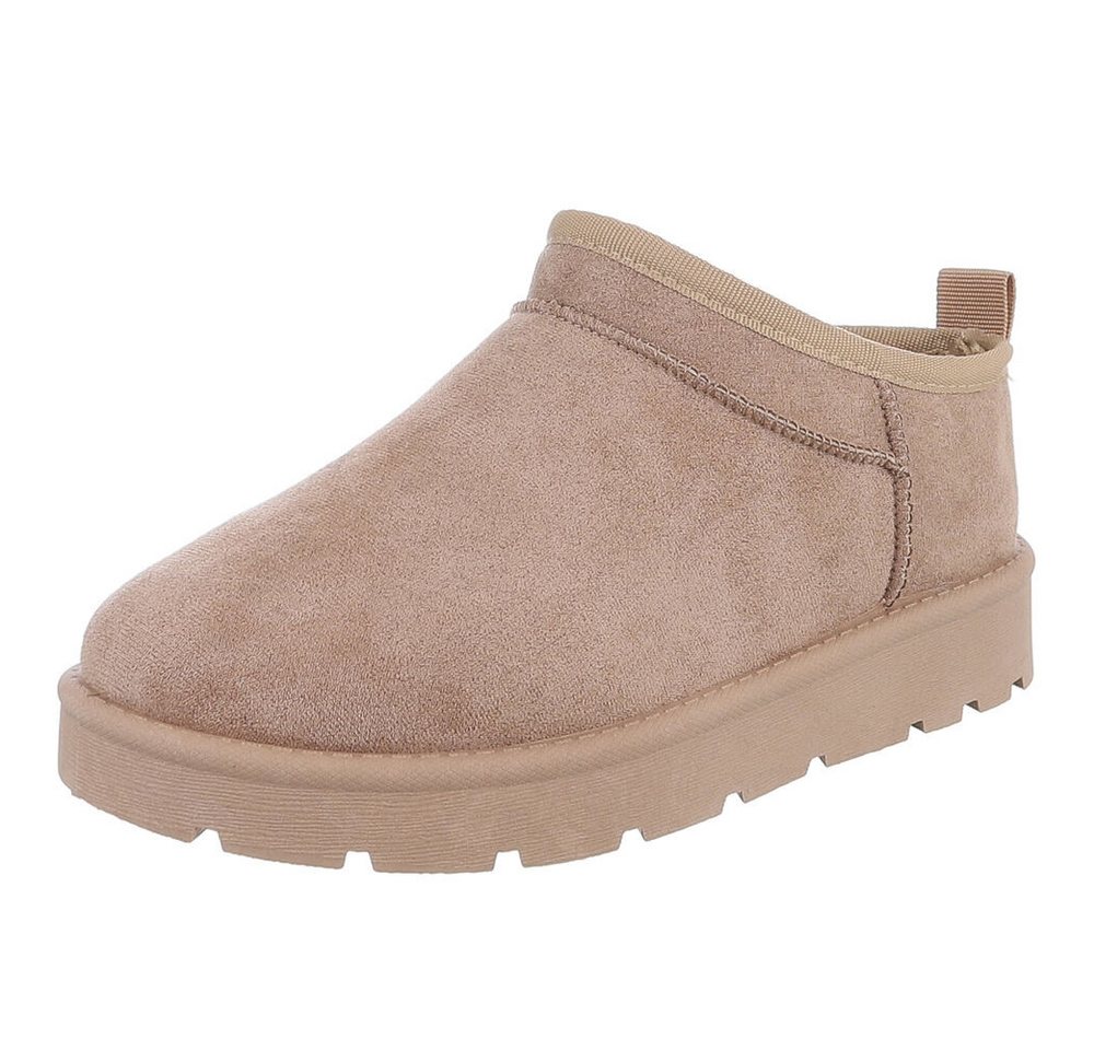 Ital-Design Bequeme Damenfreizeitschuhe mit praktischem Design Snowboots (90624812) Flach Plateaustiefeletten in Hellbraun von Ital-Design