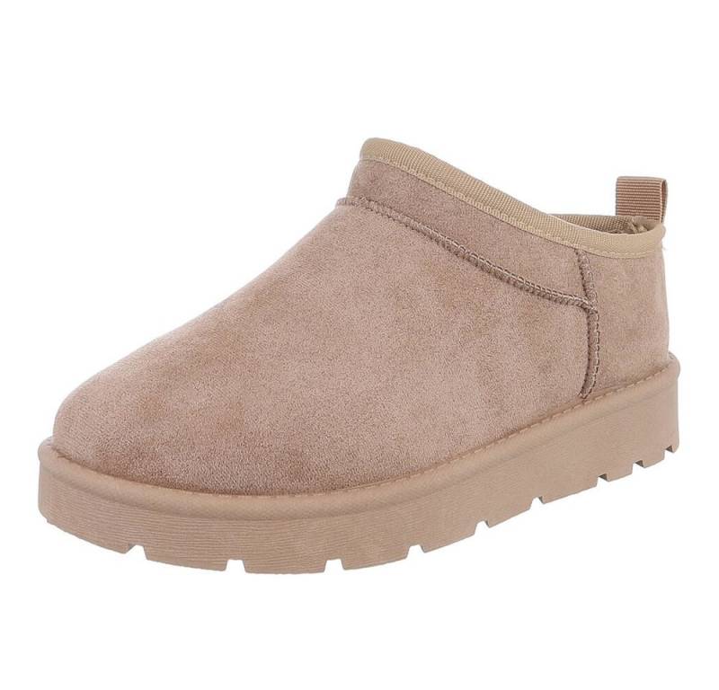 Ital-Design Bequeme Damenfreizeitschuhe mit praktischem Design Snowboots (90624810) Flach Plateaustiefeletten in Hellbraun von Ital-Design