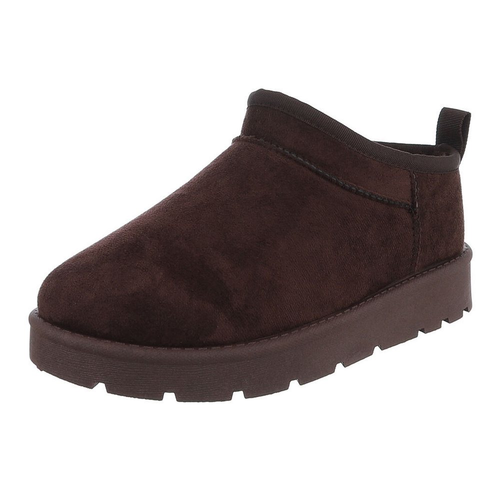 Ital-Design Bequeme Damenfreizeitschuhe mit praktischem Design Snowboots (90624822) Flach Plateaustiefeletten in Braun von Ital-Design