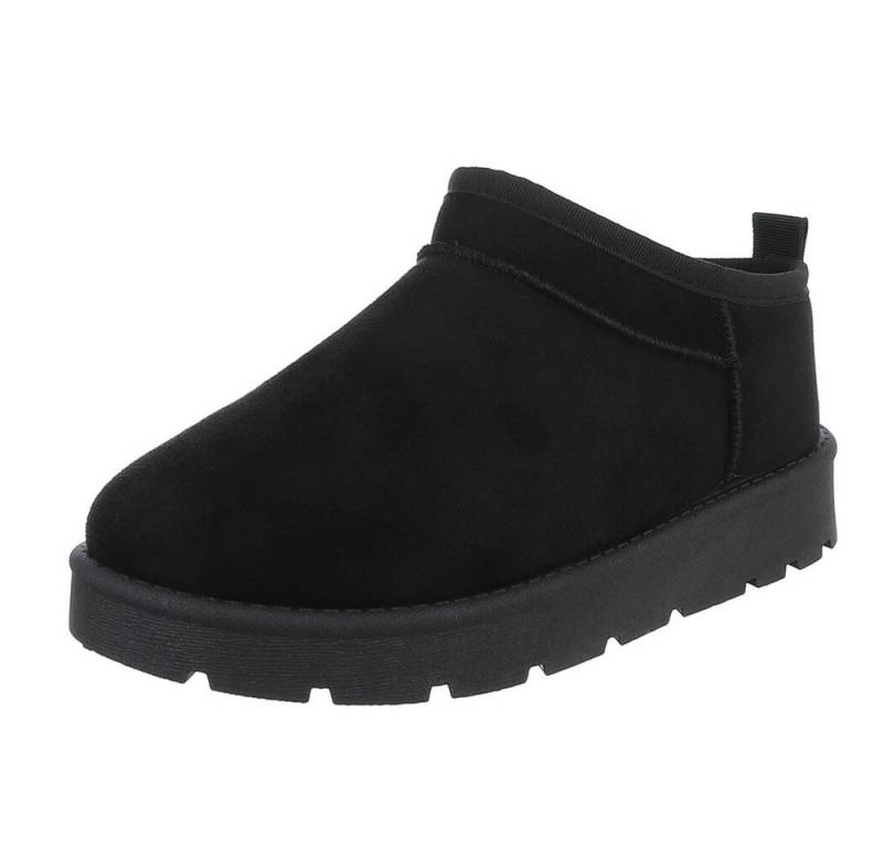 Ital-Design Bequeme Damenfreizeitschuhe mit praktischem Design Snowboots (90624829) Flach Plateaustiefeletten in Schwarz von Ital-Design