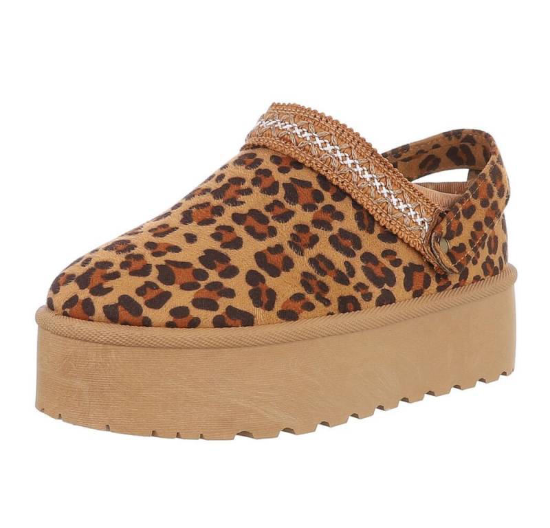 Ital-Design Bequeme Freizeitschuhe mit Riemen für Damen Snowboots (90169587) Flach Stiefeletten in Beige von Ital-Design