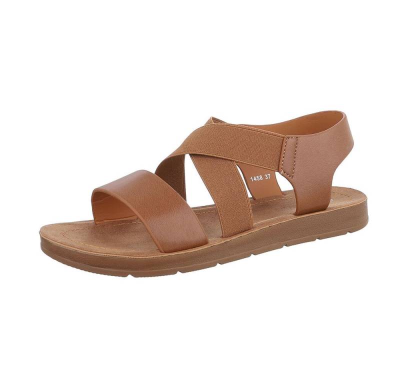 Ital-Design Bequeme Sandalen für den Alltag mit optimaler Passform Riemchensandalette (86345351) Flach Riemchensandalen in Camel von Ital-Design