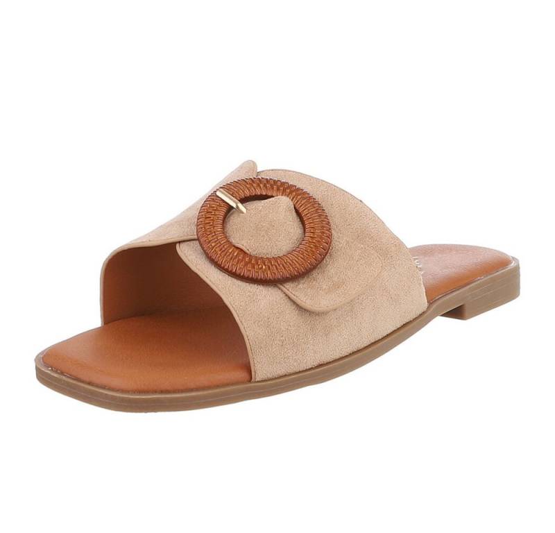 Ital-Design Elegante Sommer-Sandalen – Komfort für jeden Anlass Pantolette (89372354) Blockabsatz Pantoletten in Hellbraun von Ital-Design