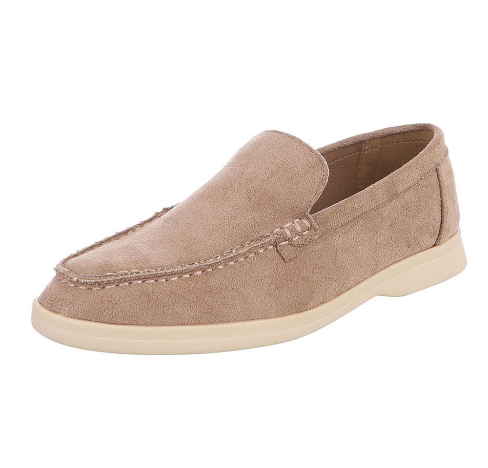 Ital-Design Bequemer Schlupfschuh für Damen mit stilvollem Design Slipper (90927413) Blockabsatz Mokassins in Hellbraun von Ital-Design