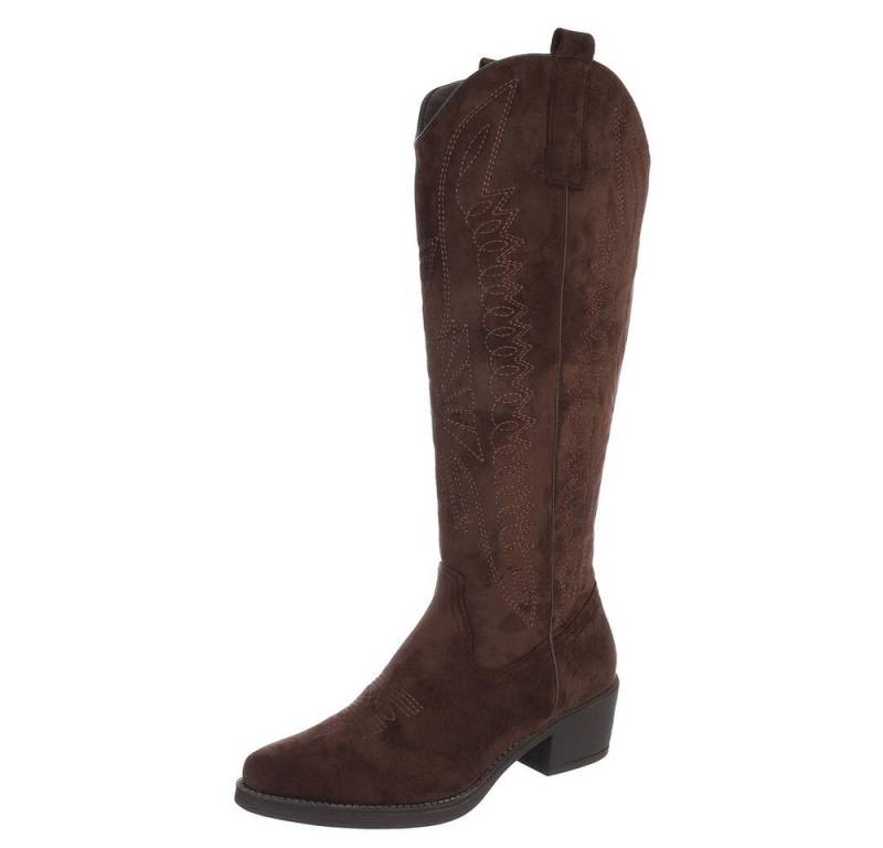 Ital-Design Bequemer Schlupfschuh für Damen mit stilvollem Design Westernstiefel (90927427) Blockabsatz Stiefel in Braun von Ital-Design
