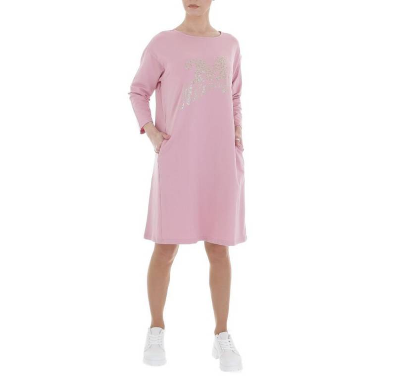 Ital-Design Bleistiftkleid Damen Freizeit Nieten Textprint Stretch Stretchkleid in Rosa von Ital-Design