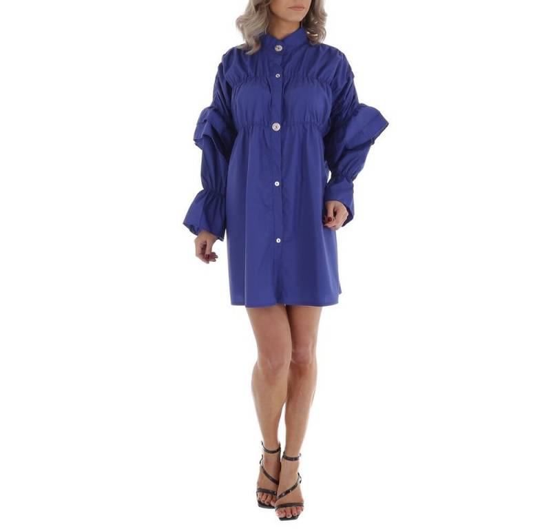 Ital-Design Minikleid Damen Freizeit (79652340) Rüschen Blusenkleid in Blau von Ital-Design