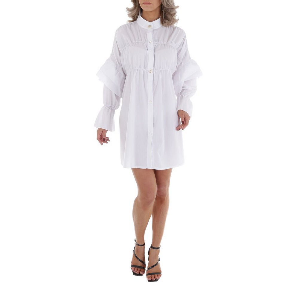 Ital-Design Blusenkleid Damen Freizeit Rüschen Blusenkleid in Weiß von Ital-Design