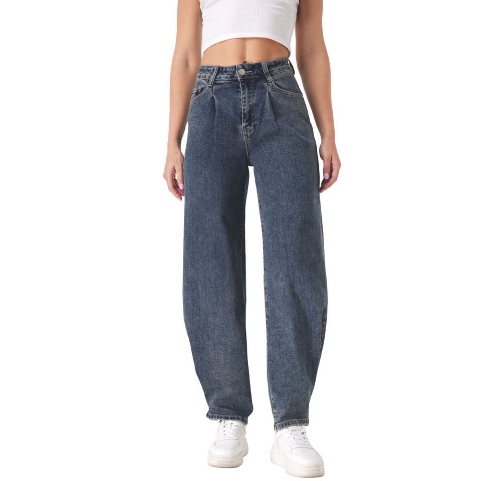Ital-Design Bootcut-Jeans Damen Freizeit (90635528) Used-Look Stretch Bootcut Jeans in Blau von Ital-Design