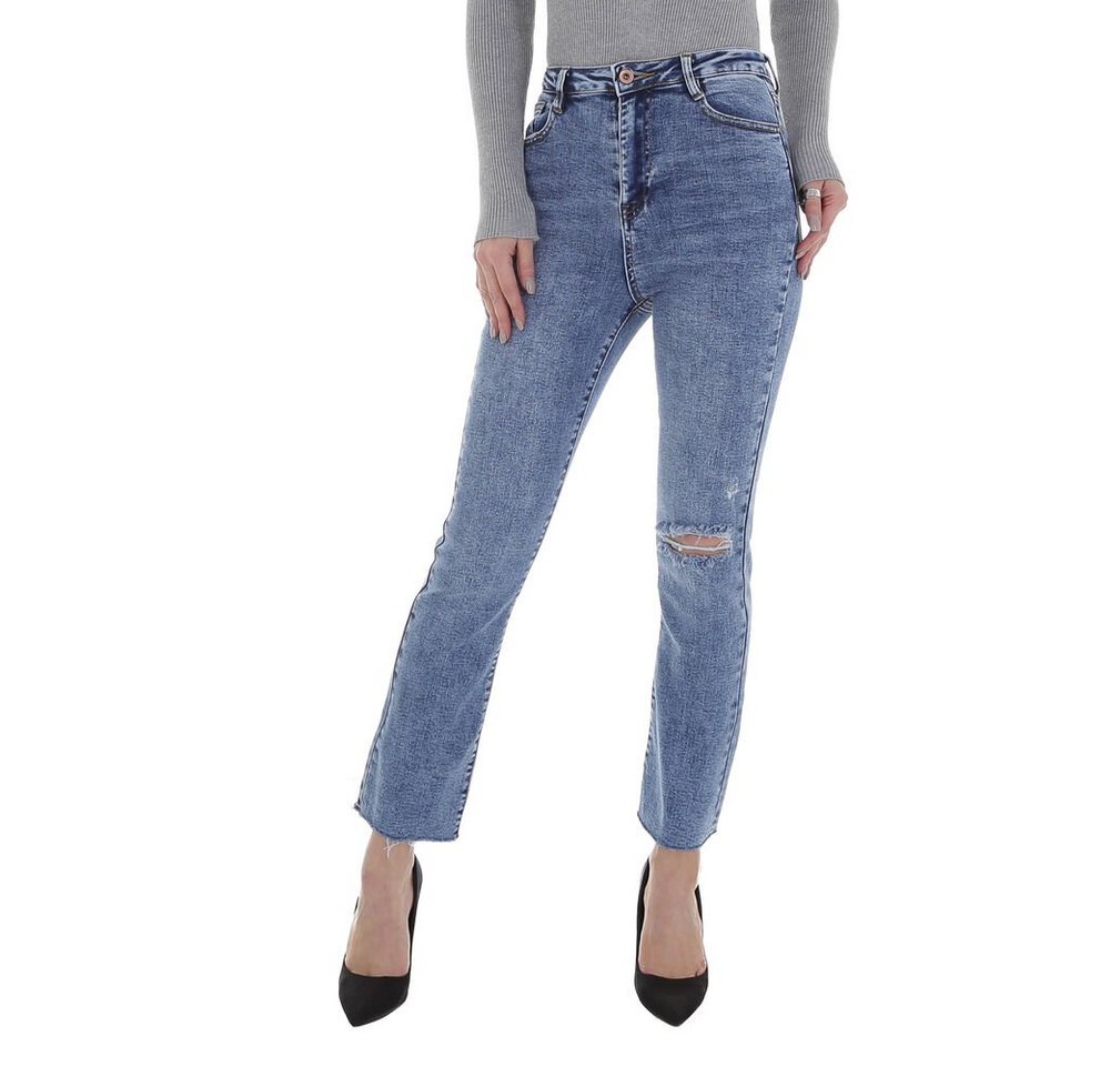 Ital-Design Bootcut-Jeans Damen Freizeit Destroyed-Look Stretch Bootcut Jeans in Blau von Ital-Design