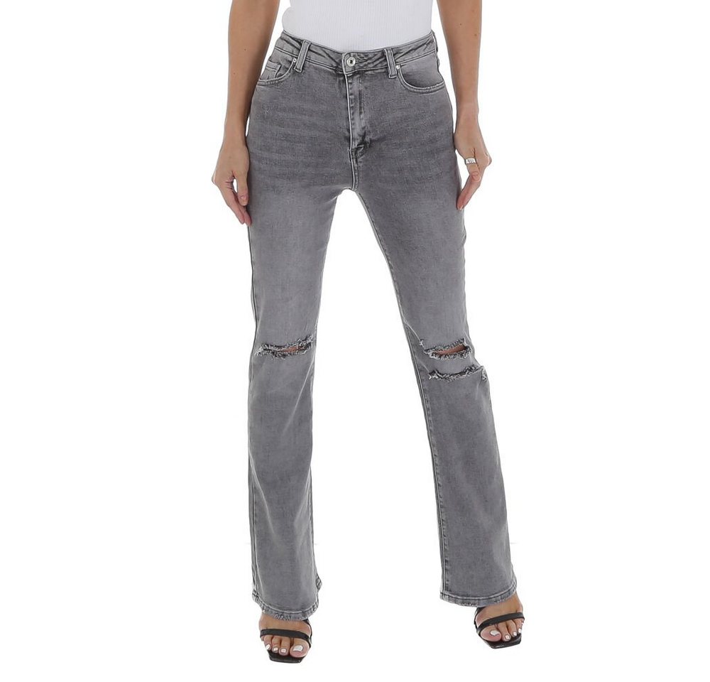 Ital-Design Bootcut-Jeans Damen Freizeit (80943903) Destroyed-Look Stretch Bootcut Jeans in Hellgrau Ital-Design Bootcut-Jeans Damen Freizeit (80943903) Destroyed-Look Stretch Bootcut Jeans in Hellgrau von Ital-Design