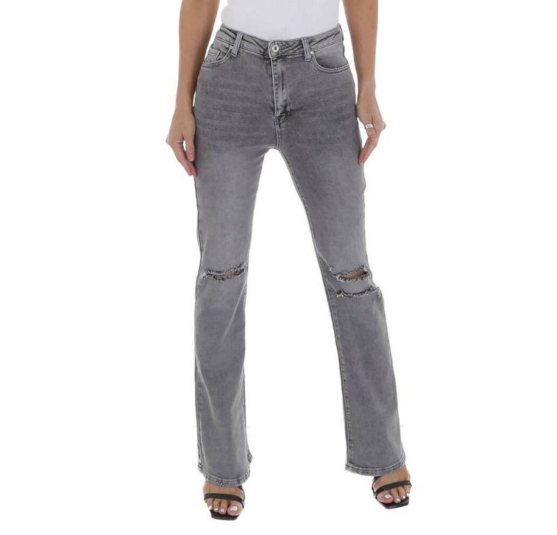 Ital-Design Bootcut-Jeans Damen Freizeit (80943903) Destroyed-Look Stretch Bootcut Jeans in Hellgrau von Ital-Design