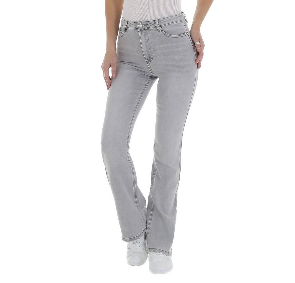 Ital-Design Bootcut-Jeans Damen Freizeit Stretch Bootcut Jeans in Hellgrau von Ital-Design