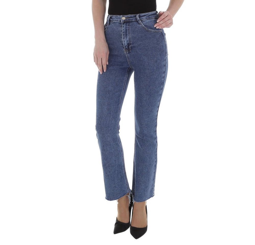 Ital-Design Bootcut-Jeans Damen Freizeit Used-Look Stretch Bootcut Jeans in Blau von Ital-Design