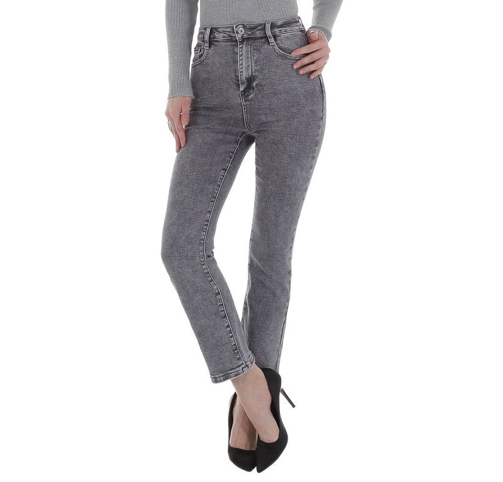 Ital-Design Bootcut-Jeans Damen Freizeit Used-Look Stretch Bootcut Jeans in Grau von Ital-Design