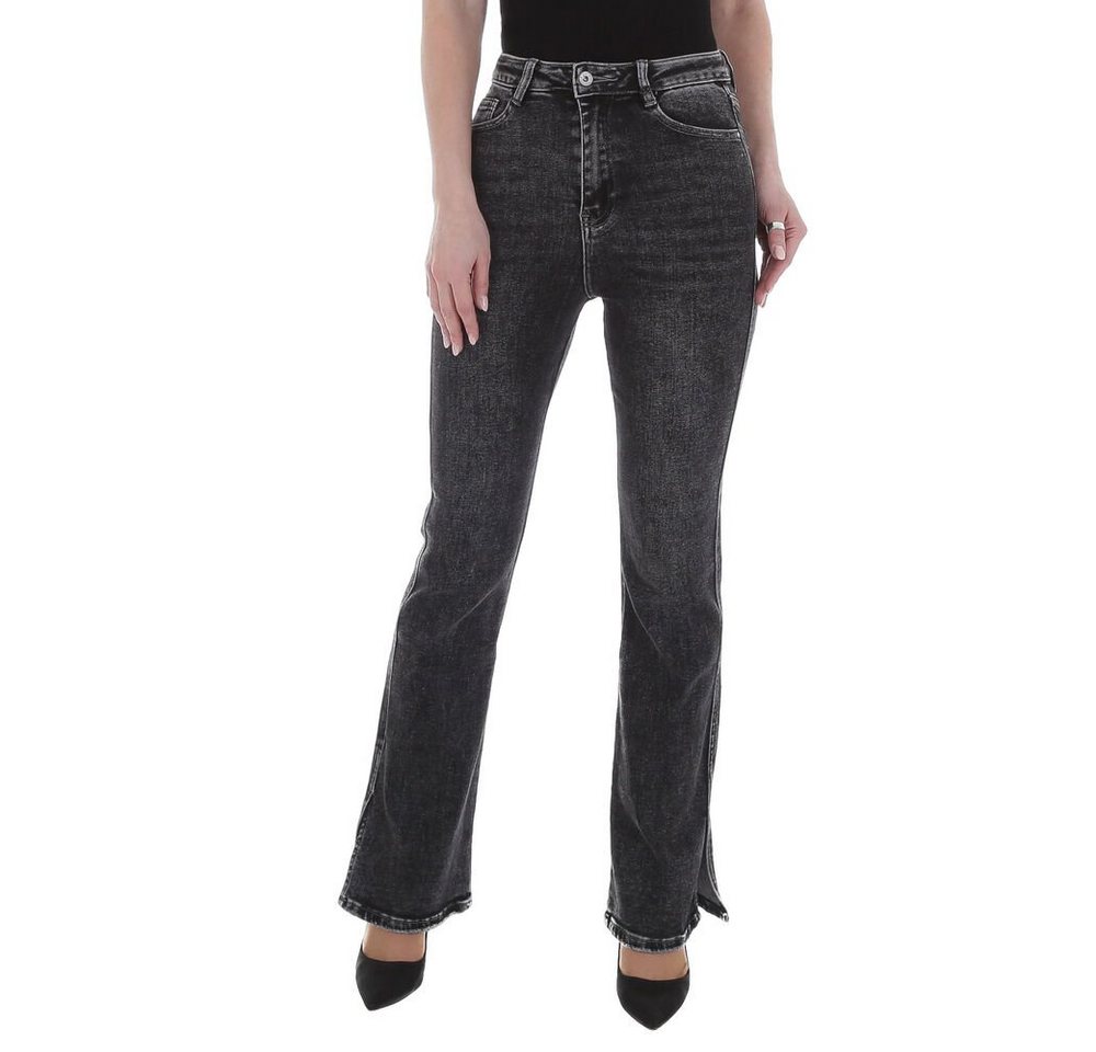 Ital-Design Bootcut-Jeans Damen Freizeit Used-Look Stretch Bootcut Jeans in Schwarz von Ital-Design