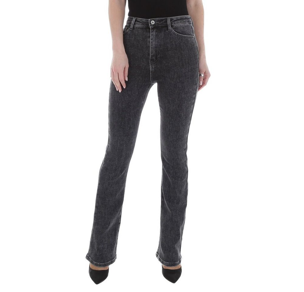 Ital-Design Bootcut-Jeans Damen Freizeit Used-Look Stretch Bootcut Jeans in Schwarz von Ital-Design