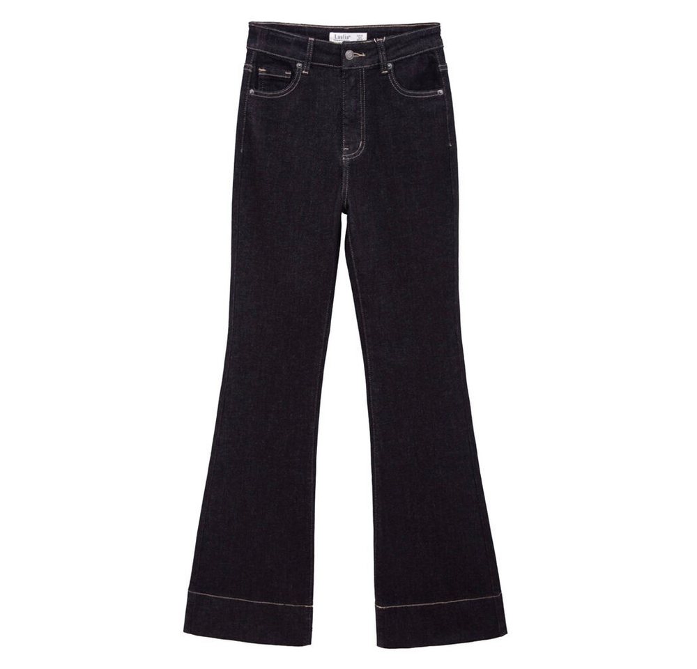 Ital-Design Bootcut-Jeans Modische Denim-Hose mit ausgestelltem Bein für Damen (90552393) Stretch Bootcut Jeans in Schwarz von Ital-Design
