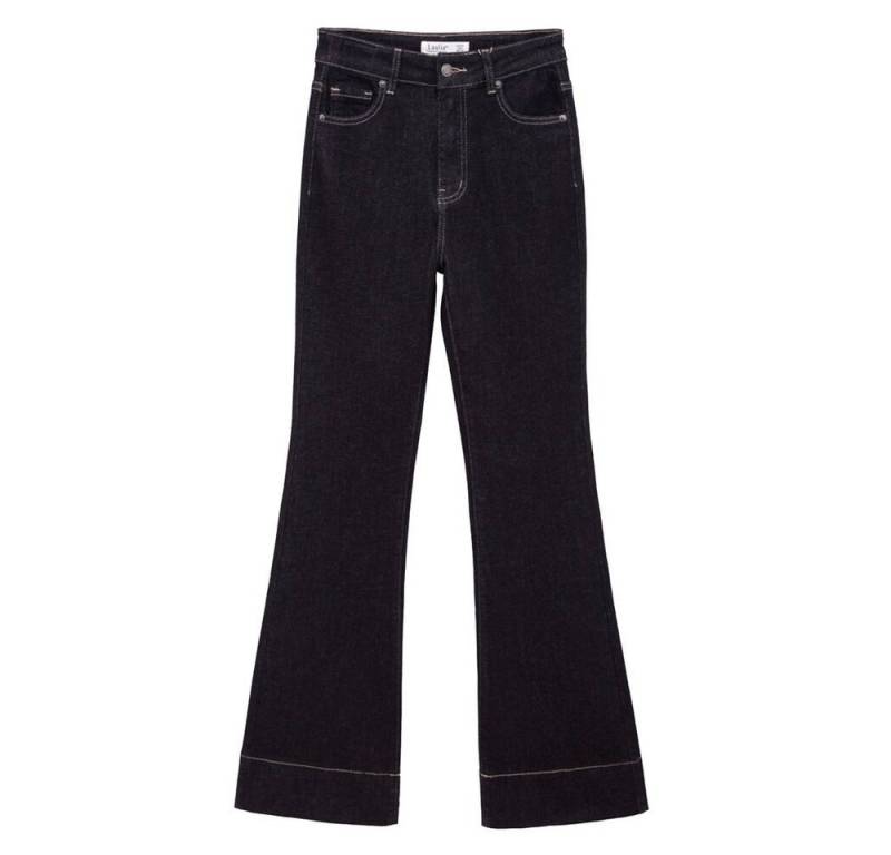 Ital-Design Bootcut-Jeans Modische Denim-Hose mit ausgestelltem Bein für Damen (90552393) Stretch Bootcut Jeans in Schwarz von Ital-Design