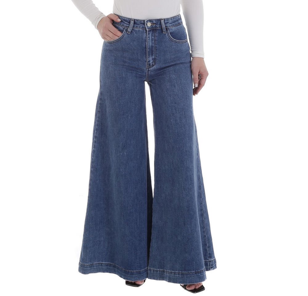 Ital-Design Bootcut-Jeans Weit geschnittene Damen Jeans für Freizeit und Alltag (89550924) Used-Look Stretch Bootcut Jeans in Blau von Ital-Design