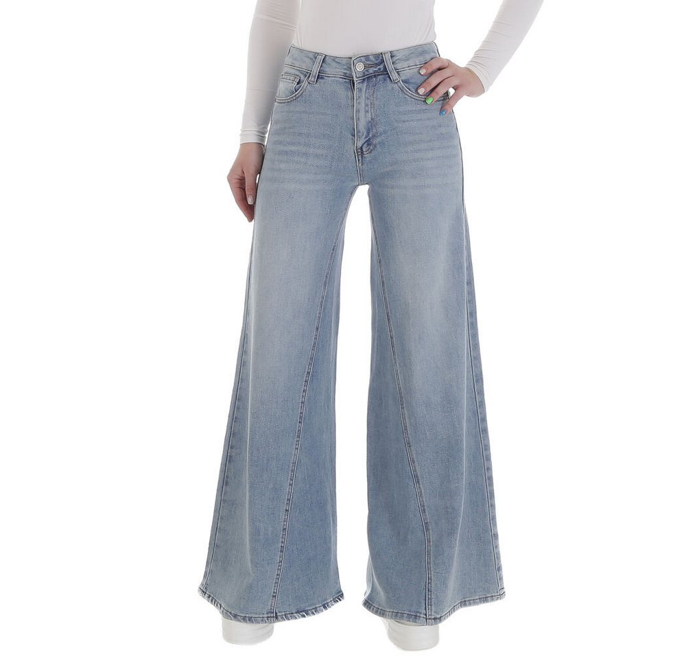 Ital-Design Bootcut-Jeans Weite Jeans für Damen – Modisch und bequem für jeden Anlass (89550893) Used-Look Stretch Bootcut Jeans in Blau von Ital-Design