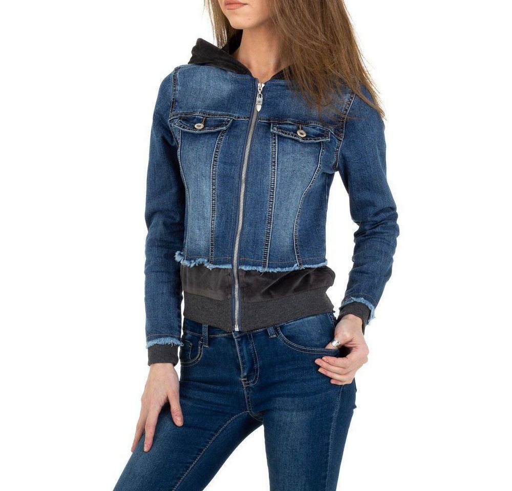 Ital-Design Businessshirt Damen Freizeit Kapuze Jeansjacke in Blau von Ital-Design