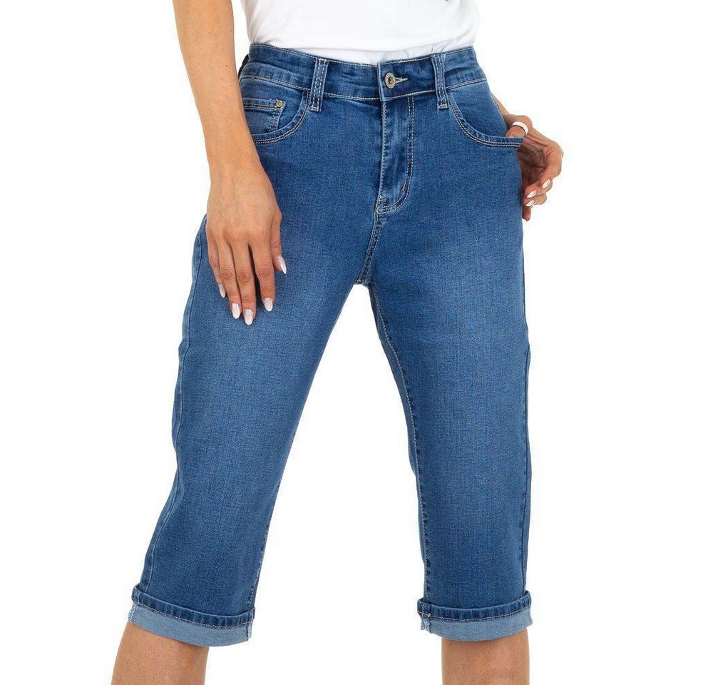 Ital-Design Caprijeans Damen Jeansstoff Capri-Jeans in Blau von Ital-Design