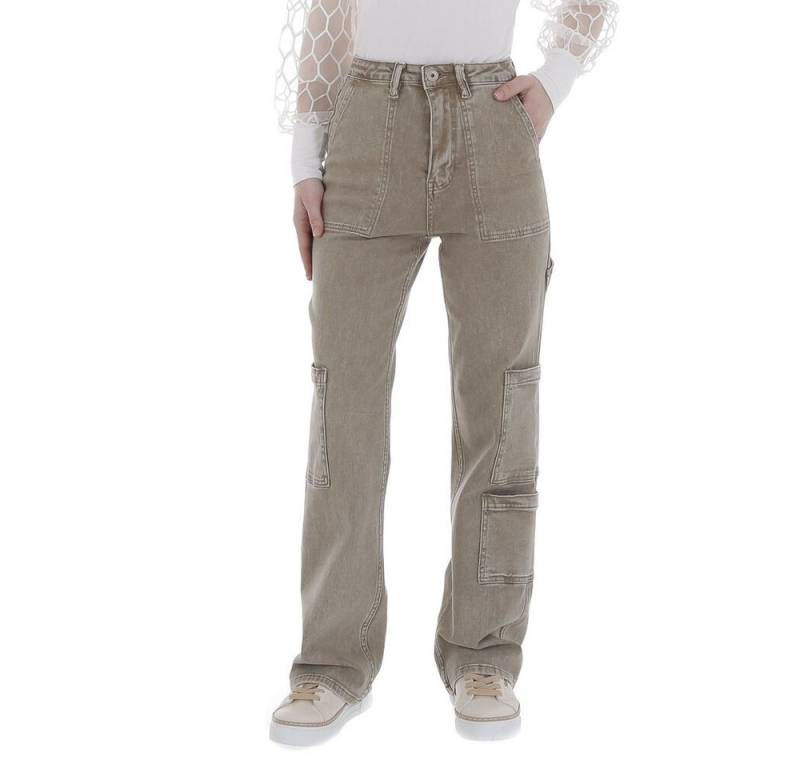 Ital-Design Cargohose Damen Freizeit (86358999) Used-Look Stretch Stoffhose in Hellgrün von Ital-Design