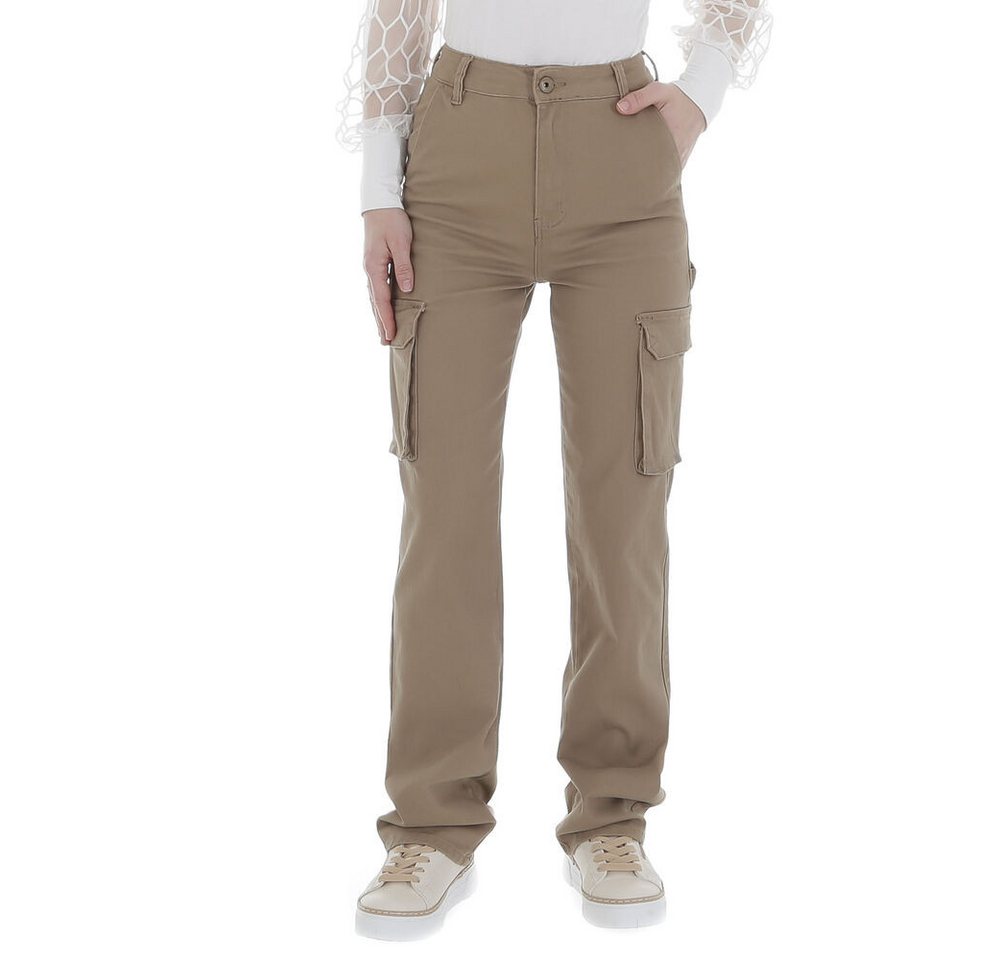 Ital-Design Cargohose Damen Freizeit (86359002) Stretch Stoffhose in Beige von Ital-Design