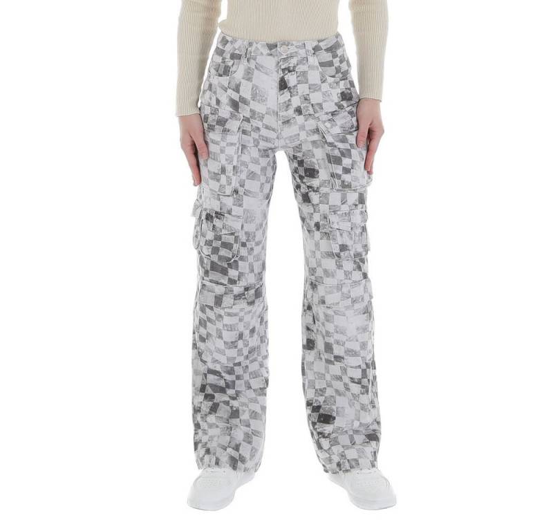 Ital-Design Cargohose Damen Freizeit (86537219) Kariert Stoffhose in Grau von Ital-Design