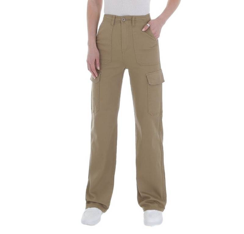 Ital-Design Cargohose Damen Freizeit Stoffhose in Beige von Ital-Design