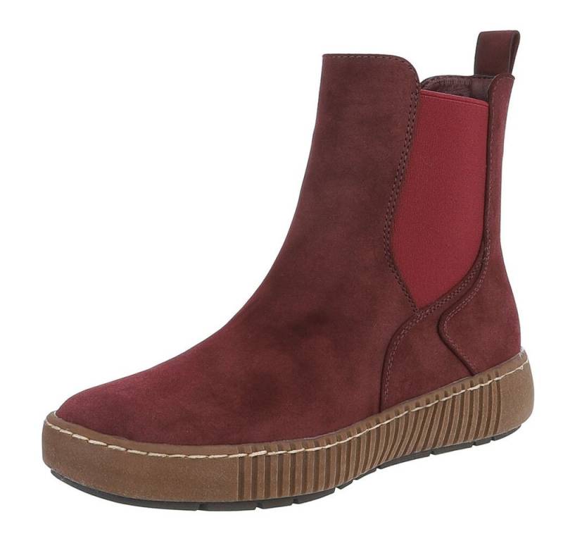 Ital-Design Chelsea-Boots mit elastischen Einsätzen für Damen Stiefelette (90598724) Keilabsatz/Wedge Chelsea Boots in Weinrot von Ital-Design