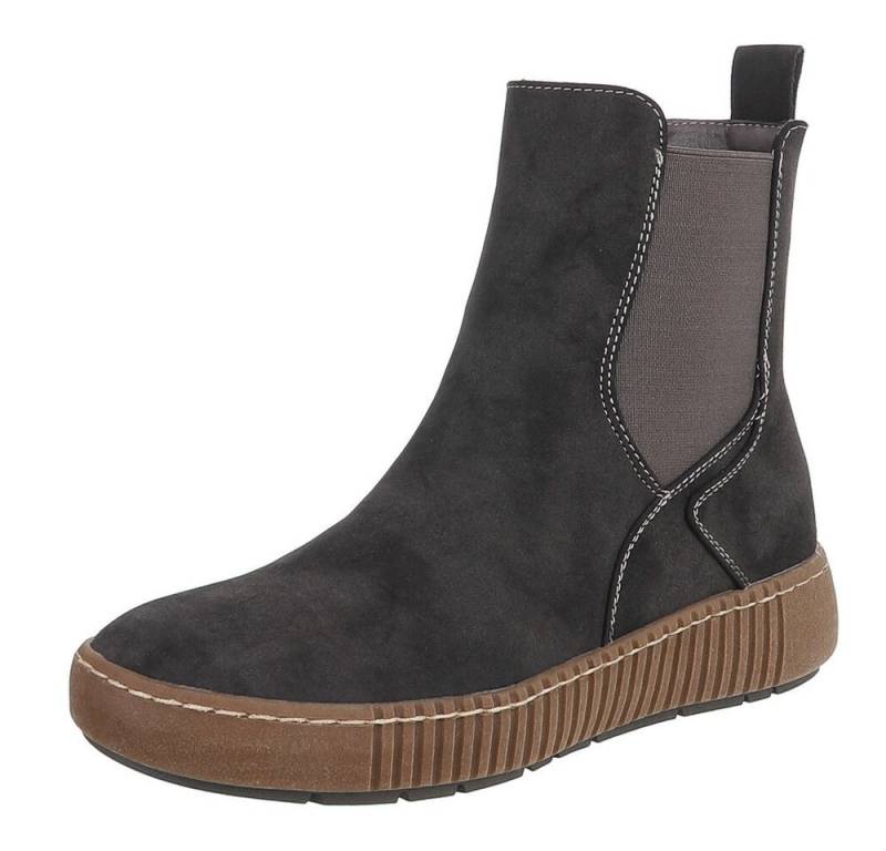 Ital-Design Chelsea-Boots mit elastischen Einsätzen für Damen Stiefelette (90598739) Keilabsatz/Wedge Chelsea Boots in Grau von Ital-Design